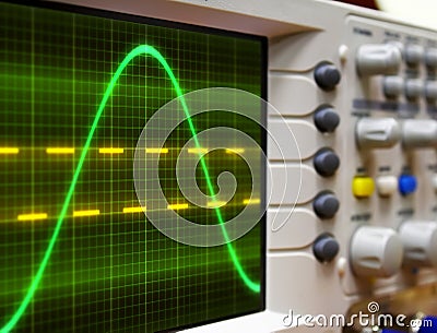 Wave on oscilloscope Stock Photo
