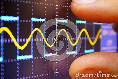 Wave on oscilloscope Stock Photo