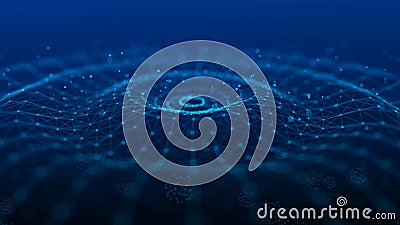 Wave of particles. Abstract background with a dynamic wave. Futuristic wave of blue dots. Futuristic particles background. Big Stock Photo