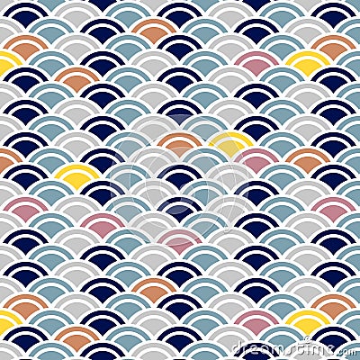 Japanese Cute Wave Pattern Vector Illustration