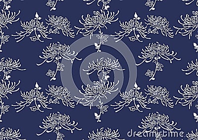 Japanese Curl Chrysanthemum Flower Pattern Vector Illustration
