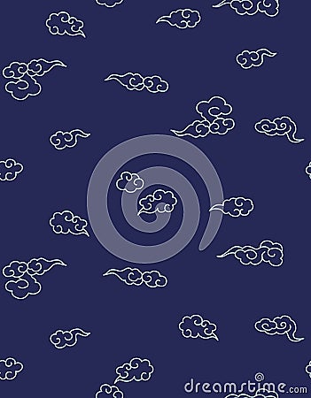 Japanese Vitage Cloud Seamless Pattern Vector Illustration