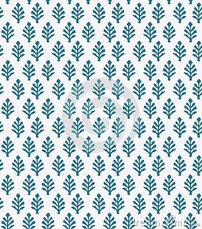 Japanese Indian Blue Floral Seamless Pattern Vector Illustration