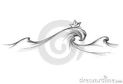 Wave on the sea with paper boat Stock Photo