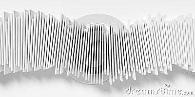 Wave shaped group of rotated white cubes or boxes array on white background with shadow, abstract modern minimal data Cartoon Illustration