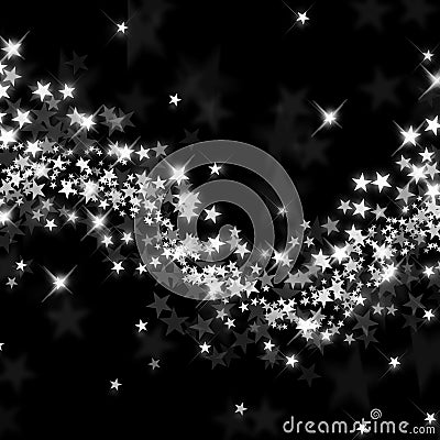 Wave of silver stars Stock Photo