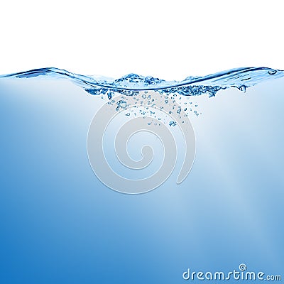 Wave with splash on the water surface. Stock Photo