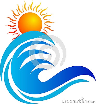 Wave and sun logo Vector Illustration