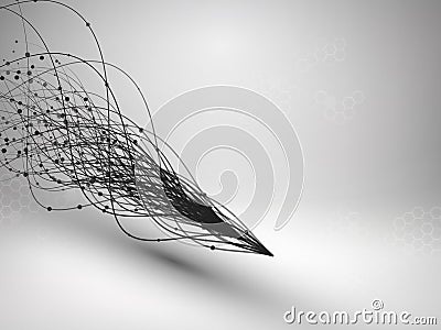 Wave. Swirl with connected line and dots. Wired structure. Connection concept. Technology background. Vector Illustration