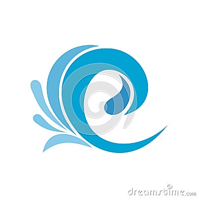 Wave tsunami icon, flat style Vector Illustration