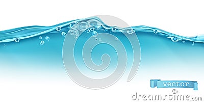 Wave of water and bubbles. 3d vector Vector Illustration