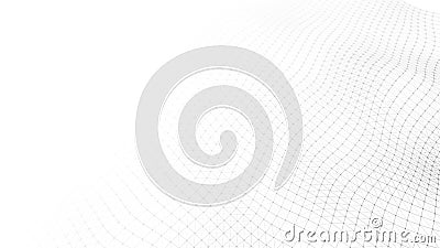 Abstract white futuristic background. Wave with connecting dots and lines on dark background. 3D rendering Stock Photo