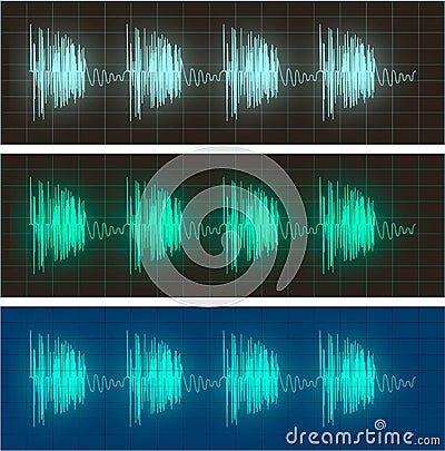 Waveform display of electric signals Vector Illustration