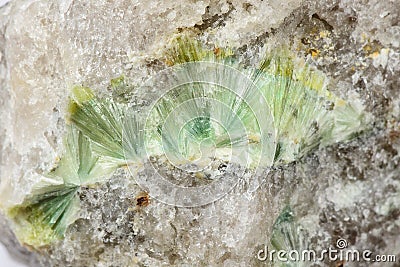 Wavellite in vein quartz Stock Photo