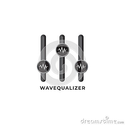 Wavequalizer logo design template isolated on white background. Audio wave signal icon and equalizer logo concept. Vector Illustration