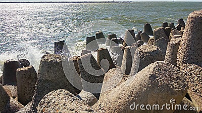 Waves of the Baltic sea beating against the shore Stock Photo