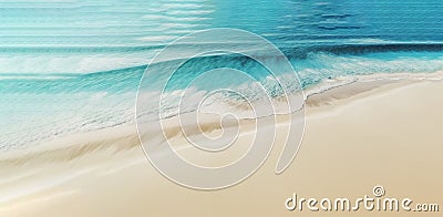 waves on the beach, landscape of beach, overview. Created with Generative AI Cartoon Illustration