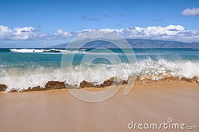 Waves Breaking On A Hawaiian Beach Stock Photo