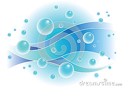 Waves with bubbles. Vector Illustration