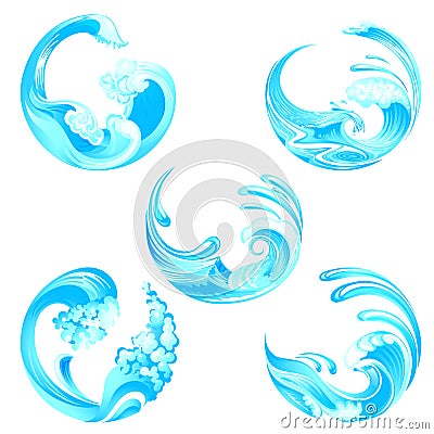 Waves Collection Vector Illustration