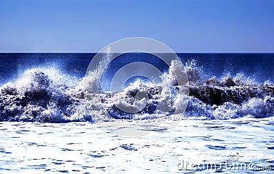 Waves Crashing Hard Stock Photo