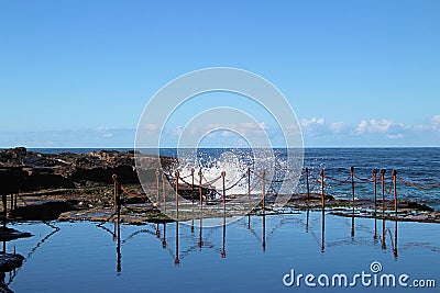 Waves Crashing Over the Bogey Hole Stock Photo