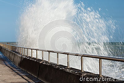 Breaking Waves, Undercliff Walk, East Sussex, UK Stock Photo