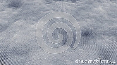 Waves in cyberspace of cubic shapes. Animation. Abstract background with animation of waving surface from cubes Stock Photo