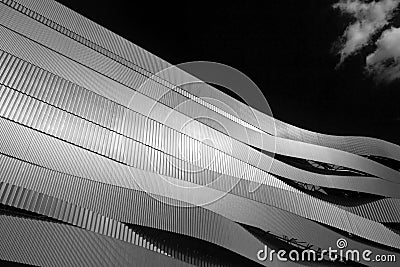 Waves of Danube Arena in black and white, Budapest, Hungary Stock Photo