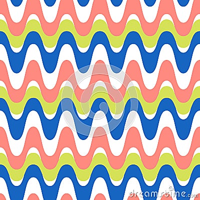 Waves geometric seamless pattern. Simple wavy zigzag stripes Vector Illustration