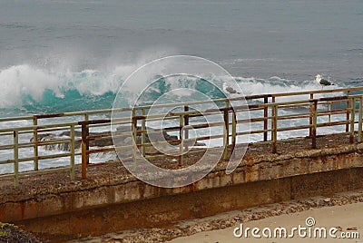 Waves Heading Toward the Breakwater Stock Photo