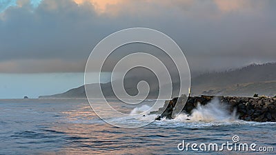 Waves hitting the scenic coast along Greymouth, New Zealand Stock Photo
