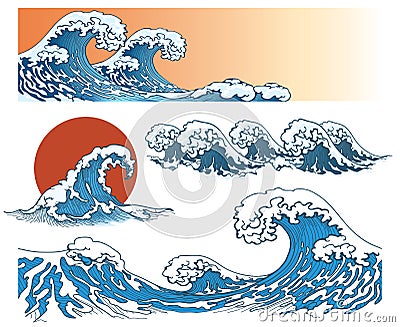 Waves in japanese style Vector Illustration