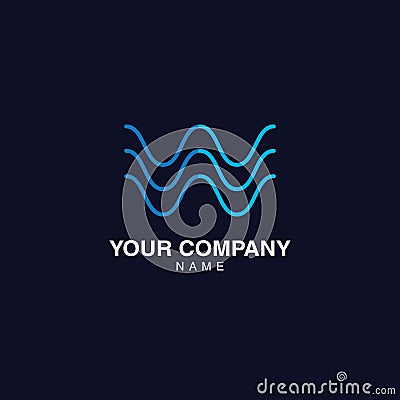 Waves logo, Telecom, Internet, Music, Frequency, Echoes, Lines waves, Tech wave Vector Illustration