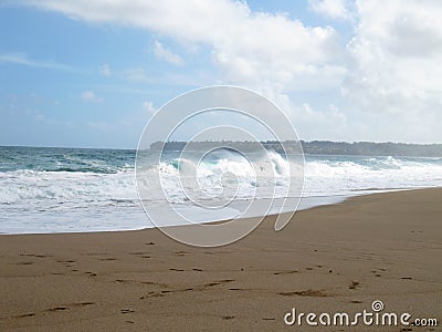 Waves on Lumahai Beach, Kauai, Hawaii Stock Photo