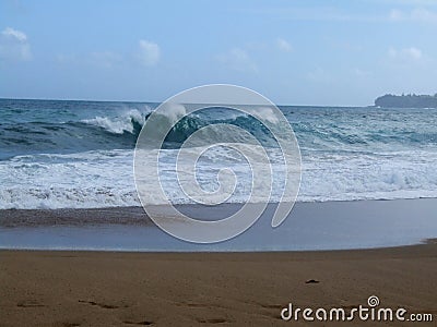 Waves on Lumahai Beach, Kauai, Hawaii Stock Photo