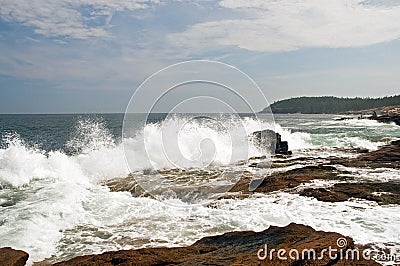 Waves on Maine coast Stock Photo