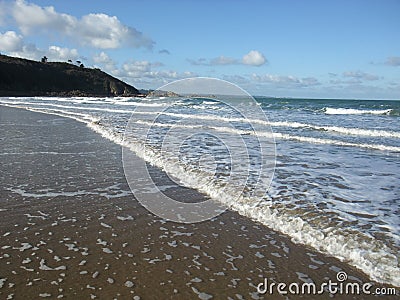 Waves on Martin beach in Plerin Stock Photo