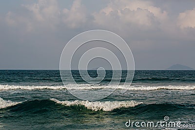 The waves near the shore foam, wave crests Stock Photo