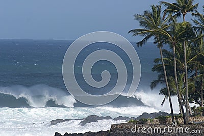 Waves on the Northshore in Hawaii, Waimea Bay Stock Photo