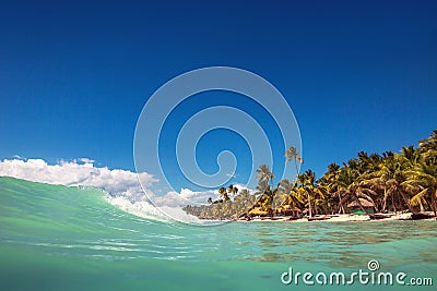 Waves on the ocean and caribbean wild beach, Punta Cana Stock Photo