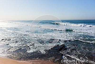 Waves Overlooking Ocean Swells Horizon Stock Photo