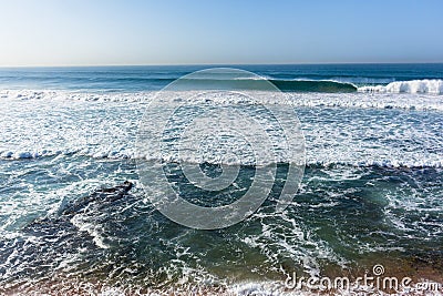 Waves Overlooking Ocean Swells Horizon Stock Photo