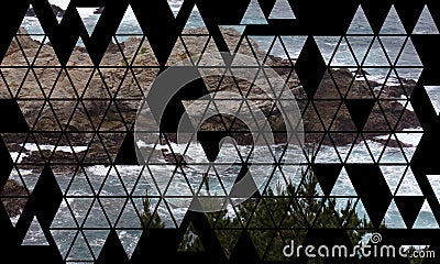 Mosaic Pattern of the California Coastal Rocks and Cliffs - Road Trip down Highway 1 Stock Photo