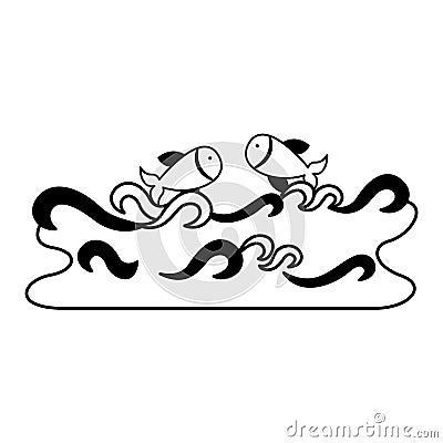 Waves river isolated icon Vector Illustration