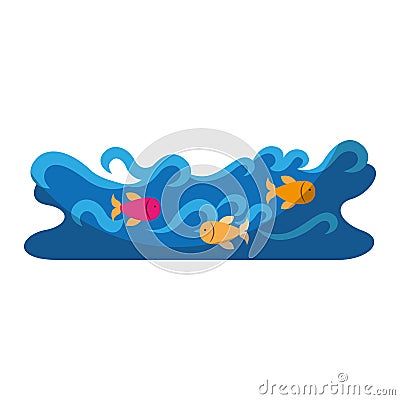 Waves river isolated icon Vector Illustration
