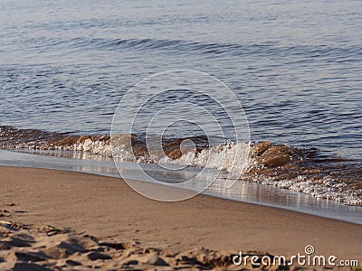 Waves, sand, water, Lake Stock Photo