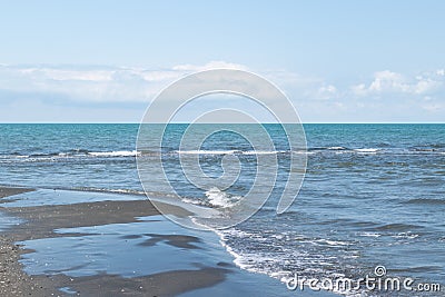 Waves on the sea. Beautiful seascape. Rest on the sea. Sunny day. Stock Photo