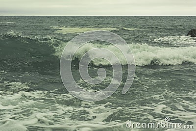 The sea in bad weather, waves and cold Stock Photo