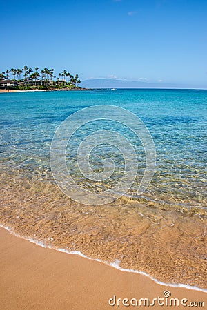 Waves on shore at Napili Bay Lahaina Maui Hawaii Stock Photo